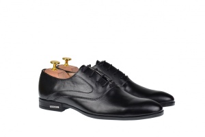 Pantofi barbati eleganti din piele naturala de culoare neagra PNOU371N - Img 3