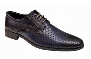 Pantofi barbati eleganti din piele naturala matritata bleumarin GKR12BL