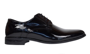 Pantofi barbati eleganti din piele naturala - Model Klaime Negru Lac - Img 5