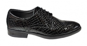 Pantofi barbati eleganti din piele naturala Negru Croco GKR4CRN - Img 2