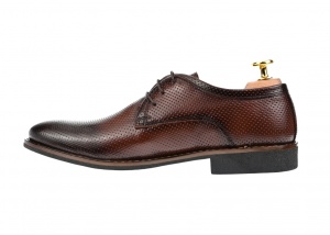 Pantofi barbati maro, eleganti din piele naturala perforata - 027M - Img 4