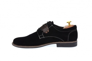 Pantofi barbati model casual-elegant din piele naturala intoarsa de culoare neagra - PANM - Img 5