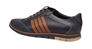 Pantofi barbati sport din piele naturala , Bleumarin, Maro - GKR92BLM - Img 6