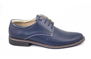 Pantofi bleumarin barbati casual - eleganti din piele naturala Dark Blue - Img 3