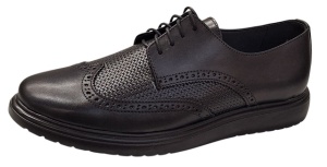 Pantofi Brogue Derby Casual-Eleganti barbati din piele naturala culoare neagra DeSuceava RSY02N - Img 2