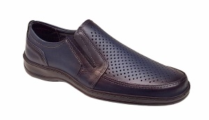 Pantofi casual barbati din piele naturala, perforati cu elastic - Bleumarin GKR23BL