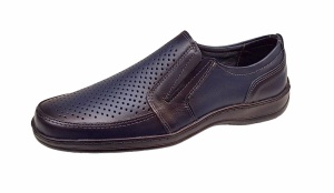 Pantofi casual barbati din piele naturala, perforati cu elastic - Bleumarin GKR23BL - Img 6