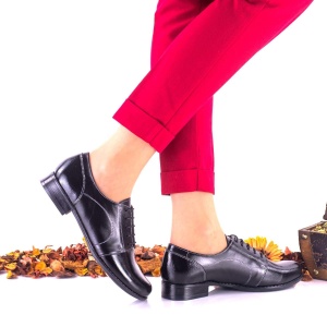 Pantofi casual dama din piele naturala - Model Negru Sara A150C - Img 3