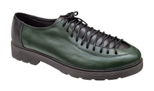 Pantofi casual dama din piele naturala - Model Verde cu Negru PDGINAV