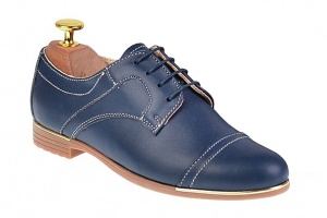 Pantofi casual pentru dama din piele naturala bleumarin P995BL - Img 1