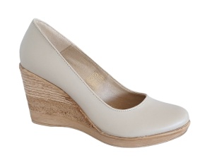 Pantofi dama casual din piele naturala bej cu platforma de 7 cm - MARA BEJ P3550BEJ - Img 3