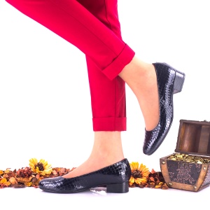 Pantofi dama casual din piele naturala, bleumarin indigo, croco - NA234CRI - Img 2