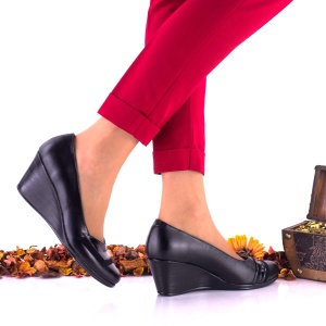 Pantofi dama casual din piele naturala cu platforme de 6cm NA115NPSL - Img 2