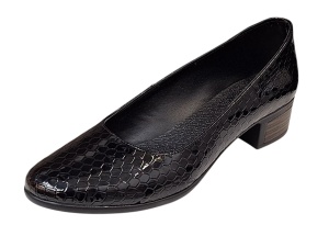 Pantofi dama casual din piele naturala Negru Croco Lac - STD24CRN - Img 3
