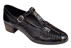 Pantofi dama cu bareta pentru dans - Model Negru din piele naturala Croco STD23CRN - Img 2