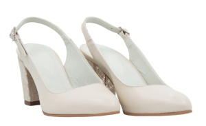 Pantofi dama decupati Bej cu toc auriu de 8 cm NA101AUBP - Img 5