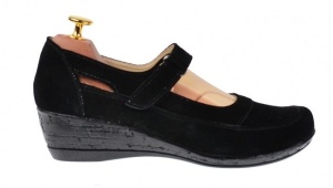 Pantofi dama decupati din piele naturala intoarsa, foarte comozi - Model Mara Negru P9154NVEL - Img 7
