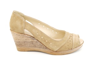 Pantofi dama decupati din piele naturala intoarsa - S1047BEJ - Img 3