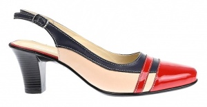 Pantofi dama decupati din piele naturala - Model elegant cu toc de 7cm S301RBLBEJ - Img 4