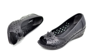 Pantofi dama decupati din piele naturala - Model negru LSV13110N - Img 3