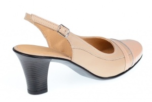 Pantofi dama decupati, eleganti, din piele naturala, cu toc 7cm - S301BEJBEJ - Img 5