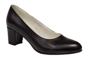 Pantofi dama din piele naturala cu toc de 5cm, Negru NAA32N5