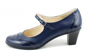 Pantofi dama eleganti din piele naturala cu toc mic - Model bleumarin P104BLU - Img 4