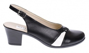 Pantofi dama eleganti, piele naturala cu toc de 6cm - Model Negru, Alb, PS35LA - Img 4
