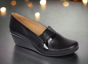 Pantofi dama piele naturala cu platforme de 5 cm P14 Negru Box - Img 2