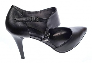 Pantofi dama stiletto decupati din piele naturala toc 8cm Negru Roxanne - Img 6