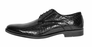 Pantofi eleganti barbati din piele naturala croco lac - Model 818 Negru - Img 4