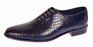 Pantofi eleganti barbati din piele naturala Havana Croco Lac Bleumarin Inchis - Img 2