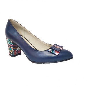 Pantofi eleganti dama, albastri, din piele naturala box, toc 6 cm - NA41A2 - Img 2