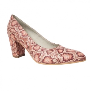 Pantofi eleganti dama, bej, imprimeu sarpe, din piele naturala box, toc 6 cm - NA87SARPE - Img 3