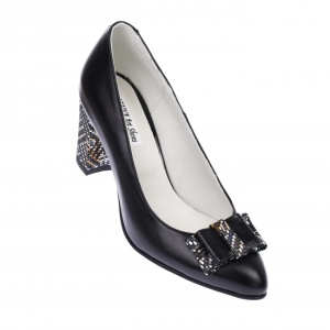 Pantofi eleganti dama, negri, din piele naturala box, toc 6 cm - NA41NEGRU - Img 7