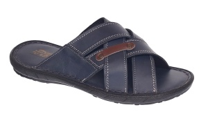 Papuci barbati din piele naturala de culoare bleumarin - GKR74BL - Img 4