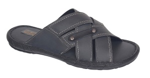 Papuci barbati din piele naturala de culoare Gri inchis - GKR74GRI - Img 5