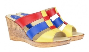 Papuci dama din piele naturala cu platforme de 7cm - RO214GBR - Img 5