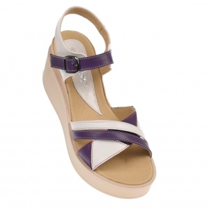 Sandale dama, casual, alb si mov ,din piele naturala, cu platforma de 7 cm - S103AMOV2 - Img 4