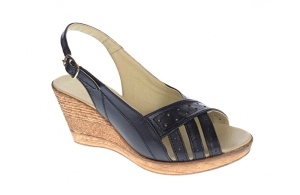 Sandale dama de vara cu platforme de 7 cm, din piele naturala, albastru, BOX, S50NBOX