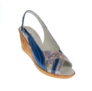 Sandale dama de vara cu platforme de 7 cm, din piele naturala lacuita, bleumarin, S50LACBLM - Img 5