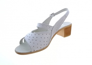 Sandale dama de vara cu toc de 5 cm, din piele naturala, alba, S26ABOX - Img 4