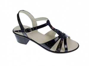 Sandale dama de vara cu toc de 5 cm, din piele naturala lacuita, neagra, S21LACNEGRU - Img 4