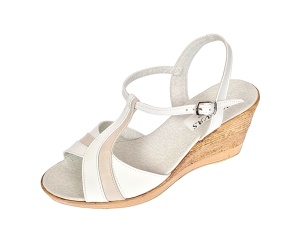 Sandale dama din piele naturala Alb cu Bej si platforme de 7cm S61AB - Img 2
