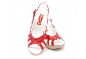 Sandale dama, din piele naturala cu platforma de 8 cm, culoare rosu - S88ROSU - Img 3