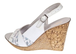 Sandale dama din piele naturala cu platforme de 10cm Alb Floral BVS47XA - Img 3
