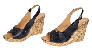 Sandale dama din piele naturala cu platforme de 10cm Negru Floral BVS47XN - Img 6