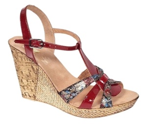 Sandale dama din piele naturala cu platforme de 10cm Rosu Floral BVS82LR - Img 8