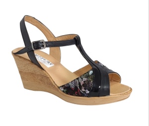 Sandale dama din piele naturala, cu platforme de 7 cm, negru, MVS71NLCOL