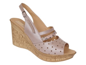 Sandale dama din piele naturala cu platforme de 8.5 cm Nude Floral BVS46XFN